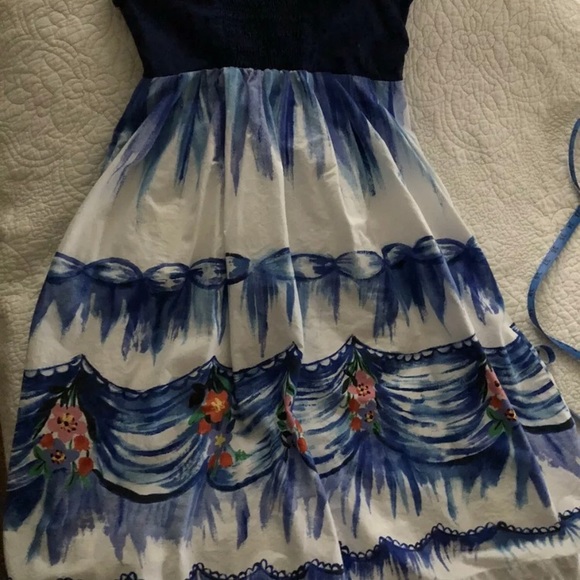 2/$24 🌻 Anthropologie Nathalie Lete Paris Size ? Strapless Blue Floral - Picture 11 of 11